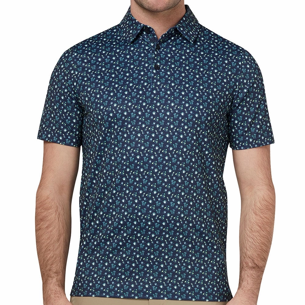 Thermal Regulating Layer LongLastingColor Callaway All Over Drinks Novelty Polo Shirt - Peacoat