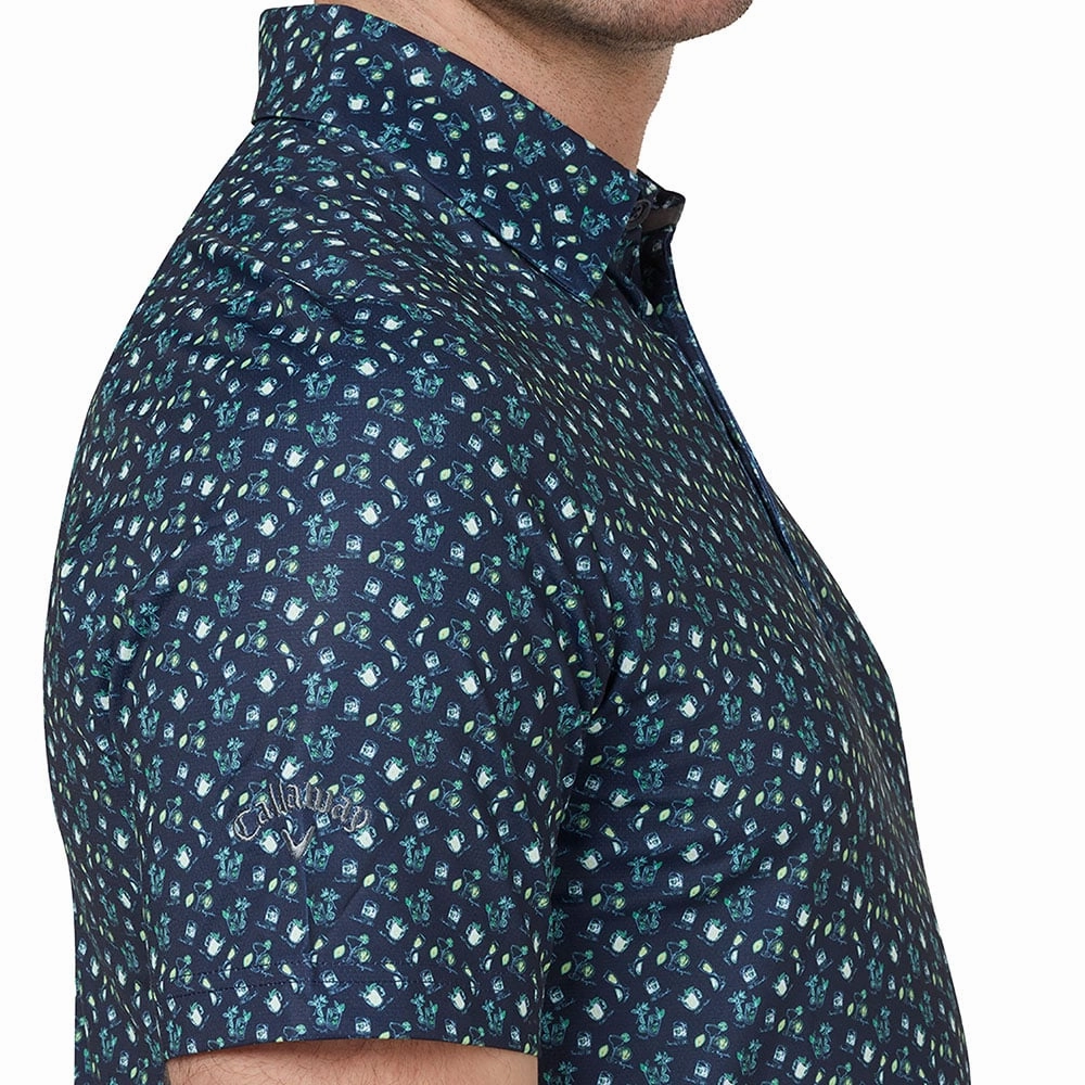 Callaway All Over Drinks Novelty Polo Shirt - Peacoat Seam Free Edging