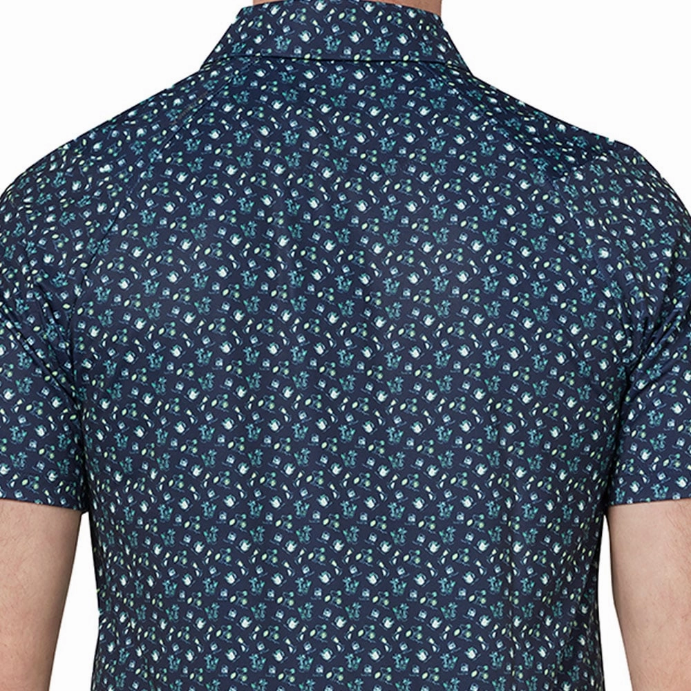 Feminine Appeal Callaway All Over Drinks Novelty Polo Shirt - Peacoat