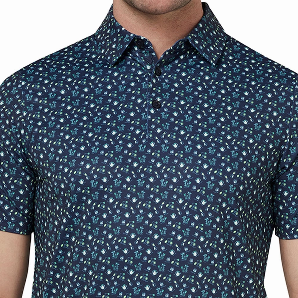Callaway All Over Drinks Novelty Polo Shirt - Peacoat Layered Look Wear