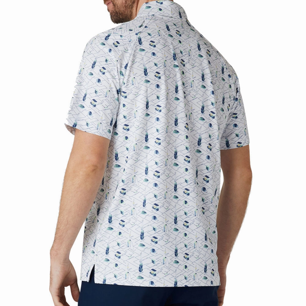 Callaway All Over Essential Print Polo Shirt - Bright White School spirit Ribbed collar