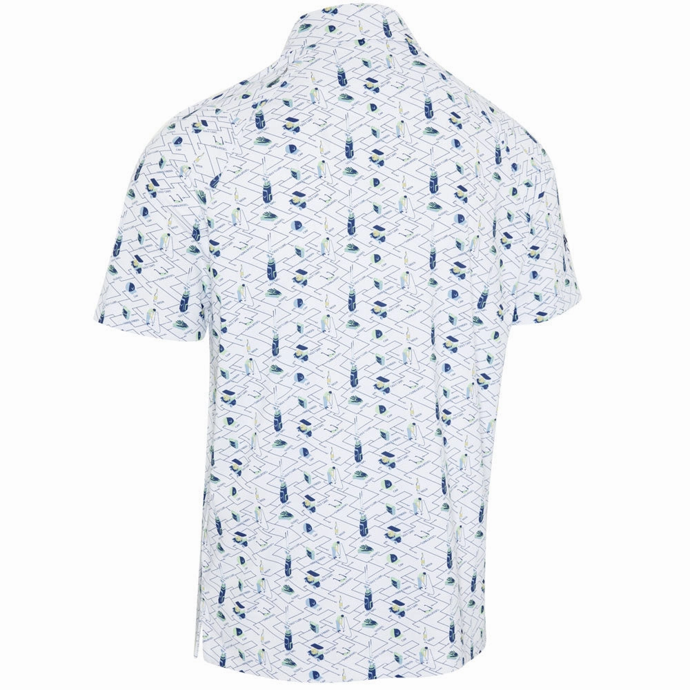Callaway All Over Essential Print Polo Shirt - Bright White Sustainable Dye Process Casual Style