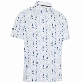 Callaway All Over Essential Print Polo Shirt - Bright White Smart Fit Evergreen