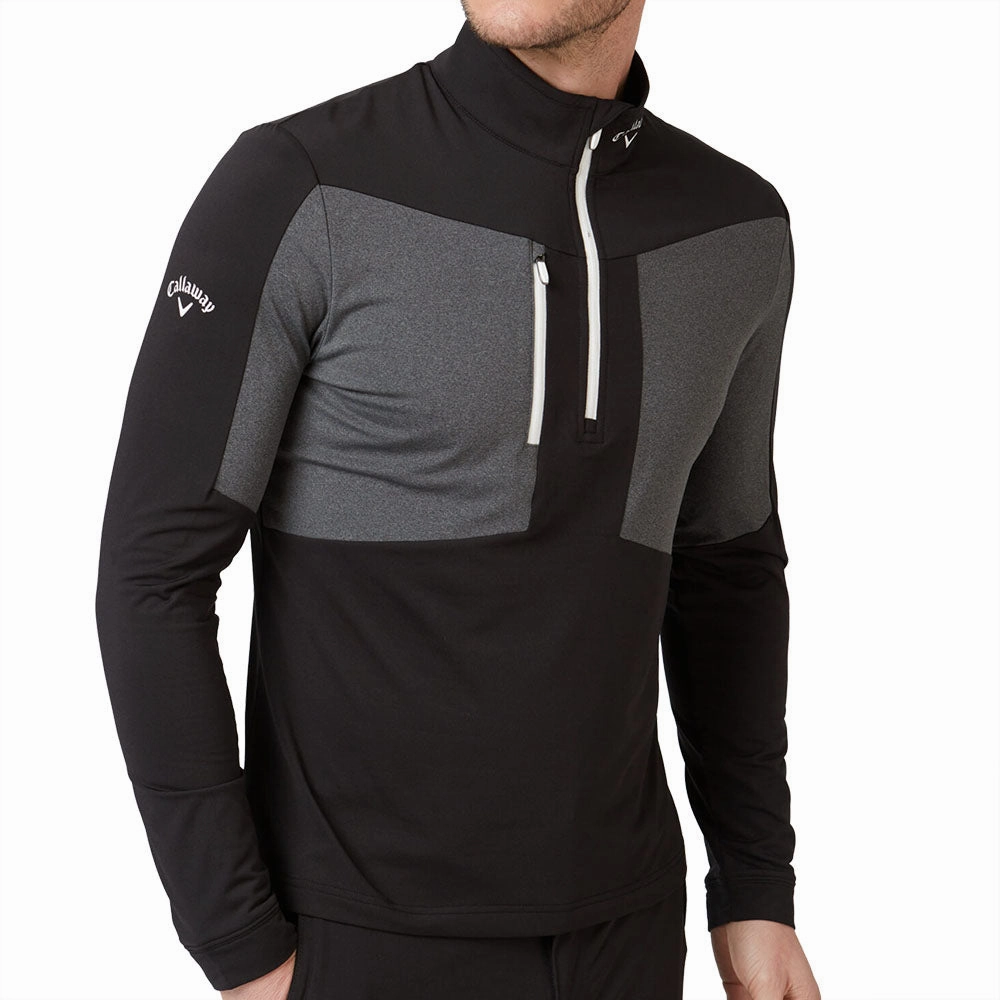 Indoor Wear Callaway Aquapel 1/2 Zip Pullover Sweater - Caviar/Bright White