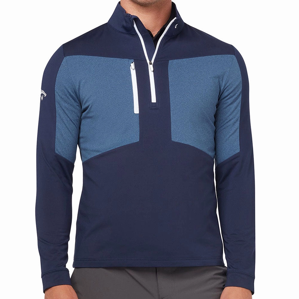 Callaway Aquapel 1/2 Zip Pullover Sweater - Peacoat/Bright White Active Design