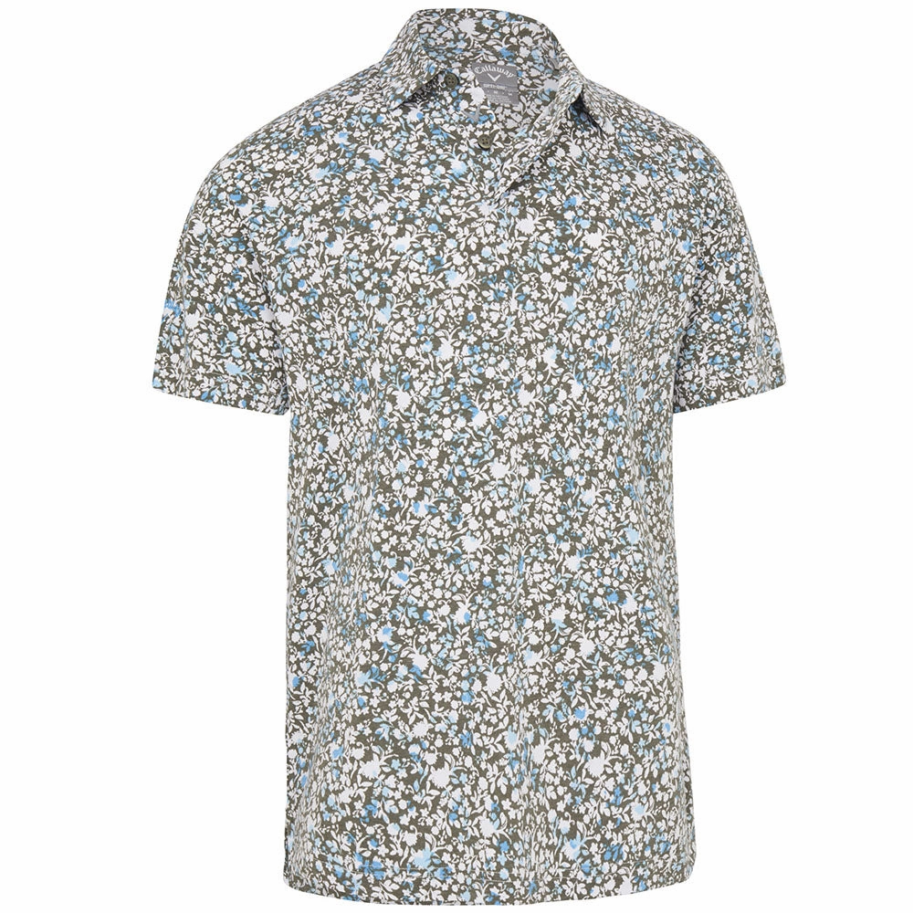 Layered Look Wear Callaway Artificial Nature Print Polo Shirt - Black Lichen
