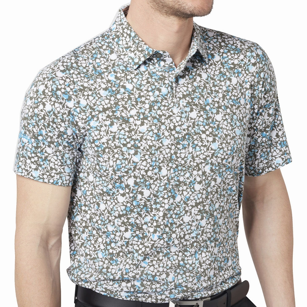 Simple and Cozy Seasonal Wear Callaway Artificial Nature Print Polo Shirt - Black Lichen
