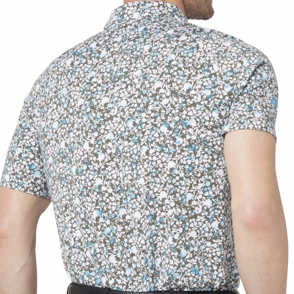 Callaway Artificial Nature Print Polo Shirt - Black Lichen Heavyweight Weave