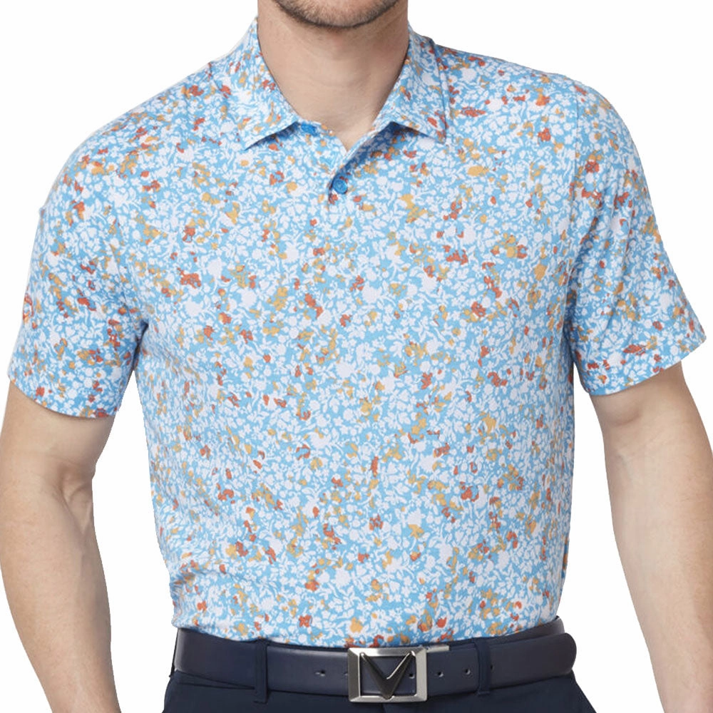 Weekend Trend Breathable Essentials Callaway Artificial Nature Print Polo Shirt - Malibu Blue