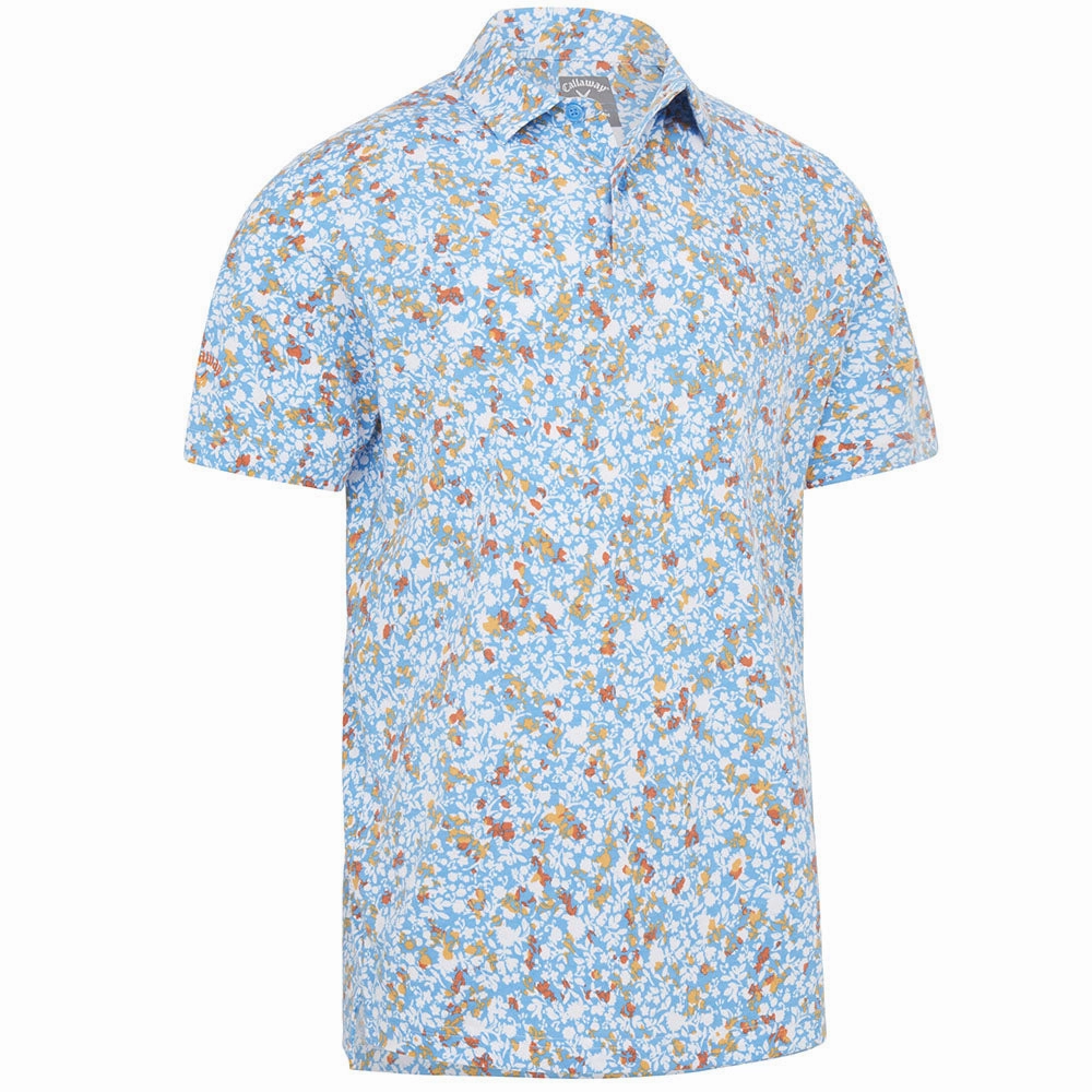 Sustainable Dye Process Fashion Outfit Callaway Artificial Nature Print Polo Shirt - Malibu Blue