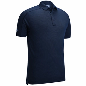 Callaway Box Jacquard Polo Shirt - Medieval Blue Set In Sleeve Anti Static Finish
