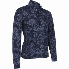 Business casual Cold Day Wear Callaway Camo Print 1/4 Zip Pullover - Peacoat