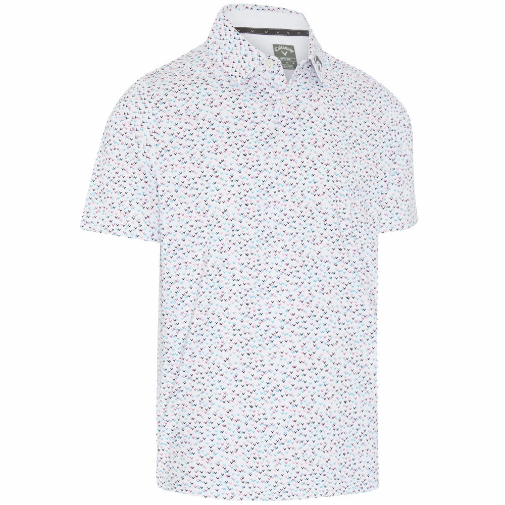 Chilly Day Comfort Callaway Confetti Print Polo Shirt - Bright White