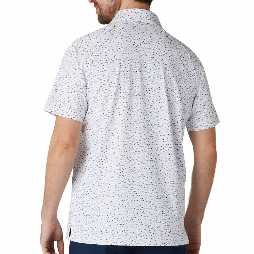 Slim Silhouette Callaway Confetti Print Polo Shirt - Bright White