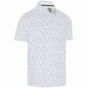 Chilly Day Comfort Callaway Confetti Print Polo Shirt - Bright White