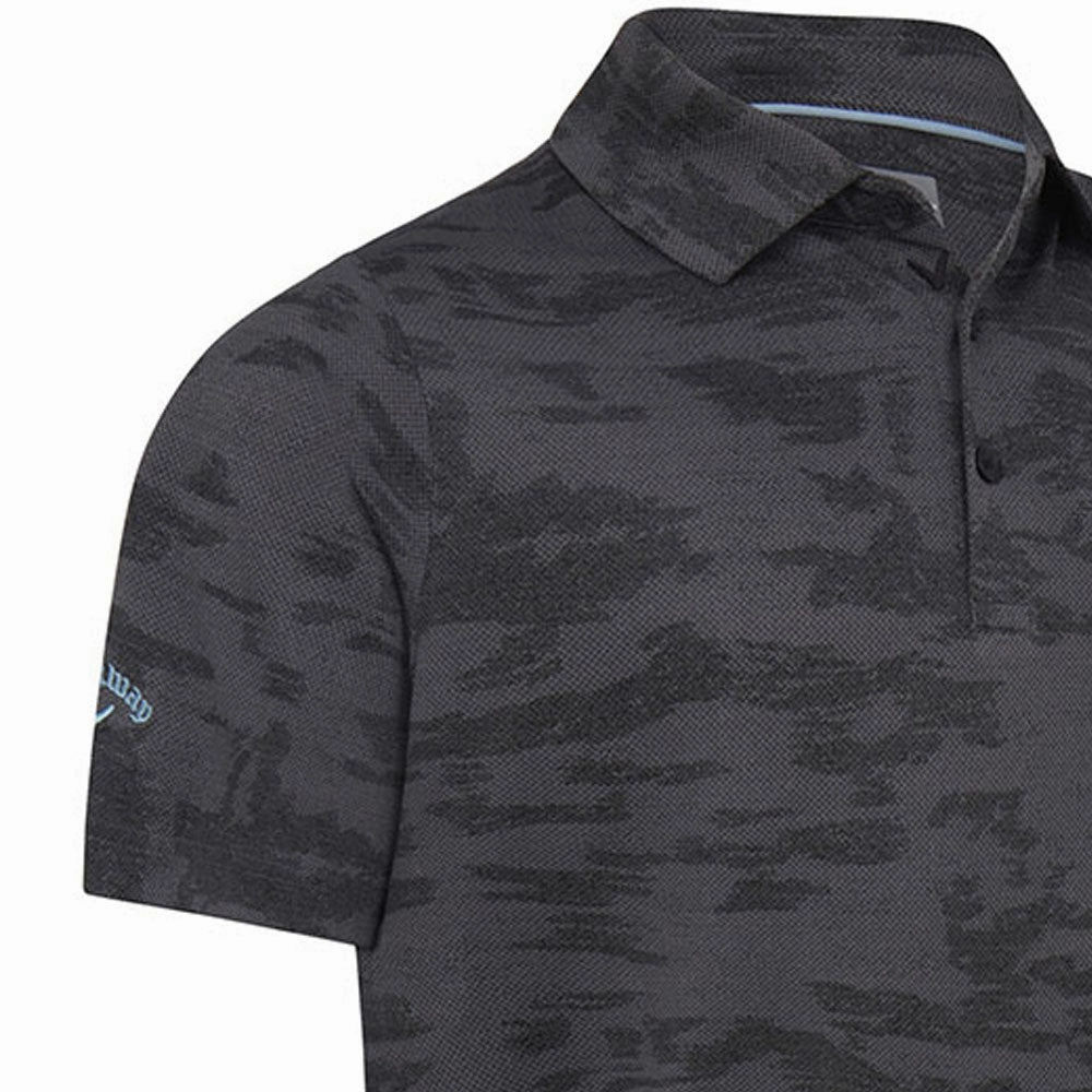 Breathable knit Seasonal Fashion Callaway Digital Camo Jacquard Polo Shirt - Black Heather
