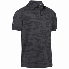 No Slip Shoulder Design Callaway Digital Camo Jacquard Polo Shirt - Black Heather