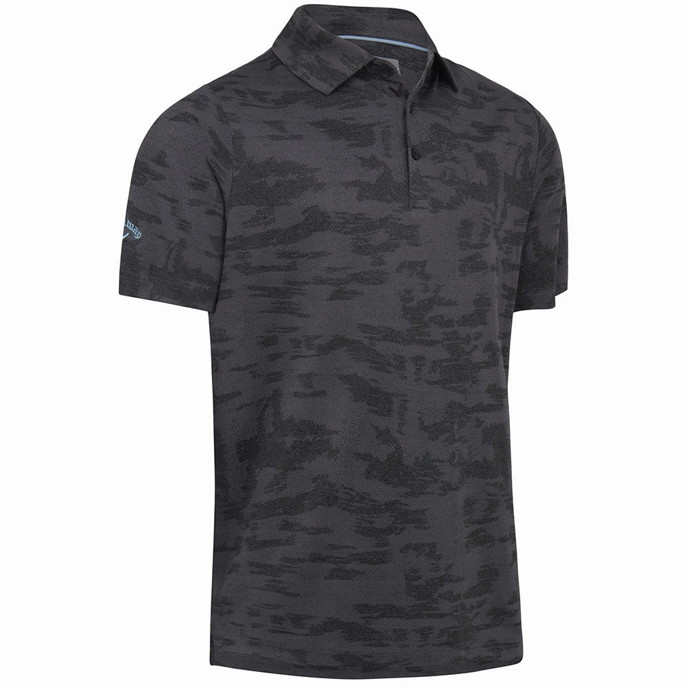 No Slip Shoulder Design Callaway Digital Camo Jacquard Polo Shirt - Black Heather