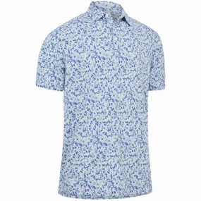 Chic Style Trend Callaway Filtered Floral Print Polo Shirt - Bright White