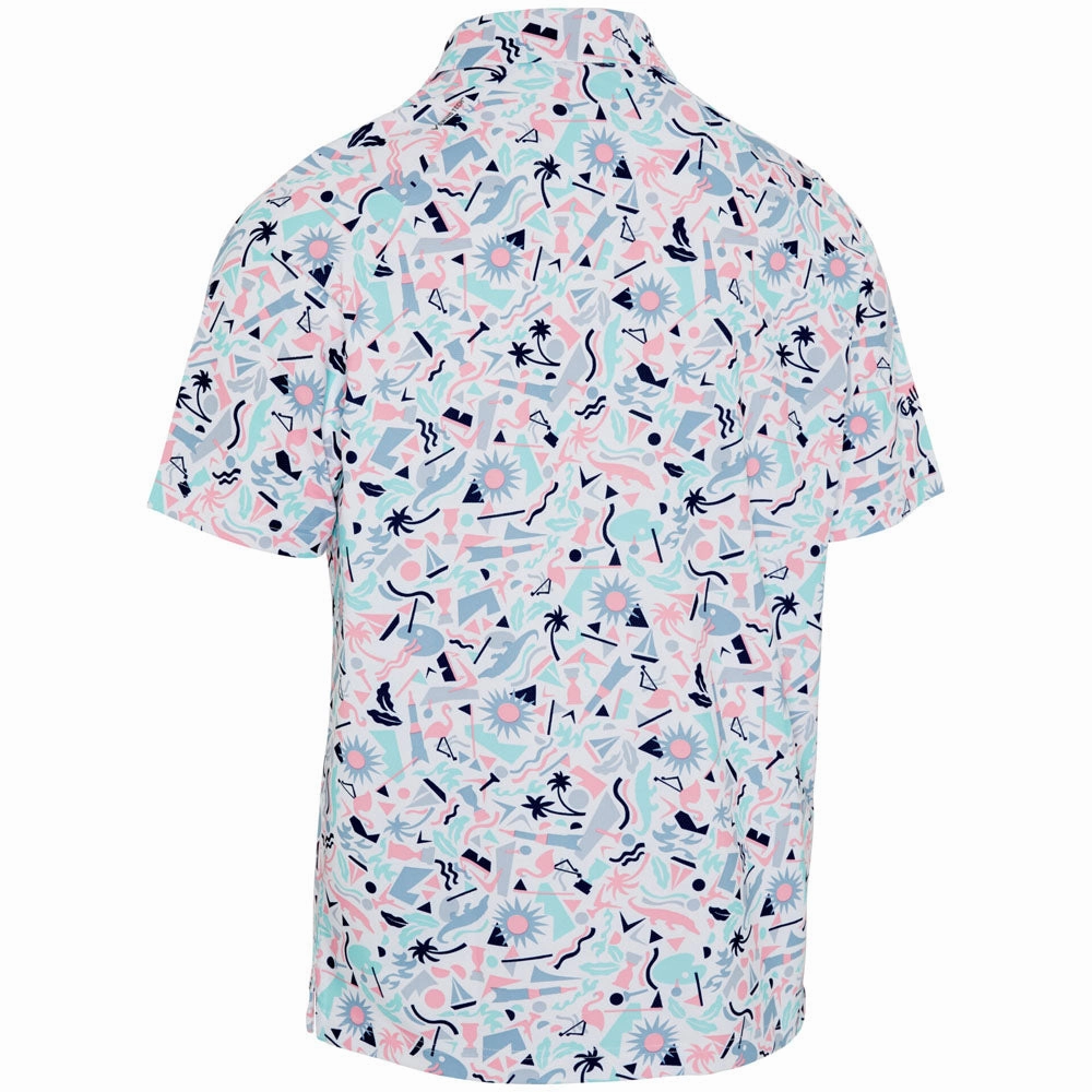 spandex blend SeamlessConstruction Callaway Florida Abstract Geo Print Polo Shirt - Bright White