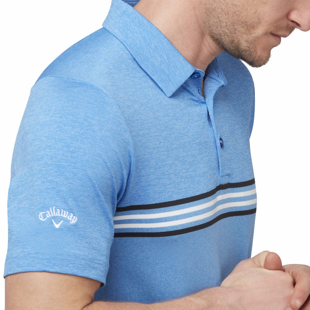 Sporty Comfort Callaway Heather Chest Stripe Polo Shirt - Magnetic Heather