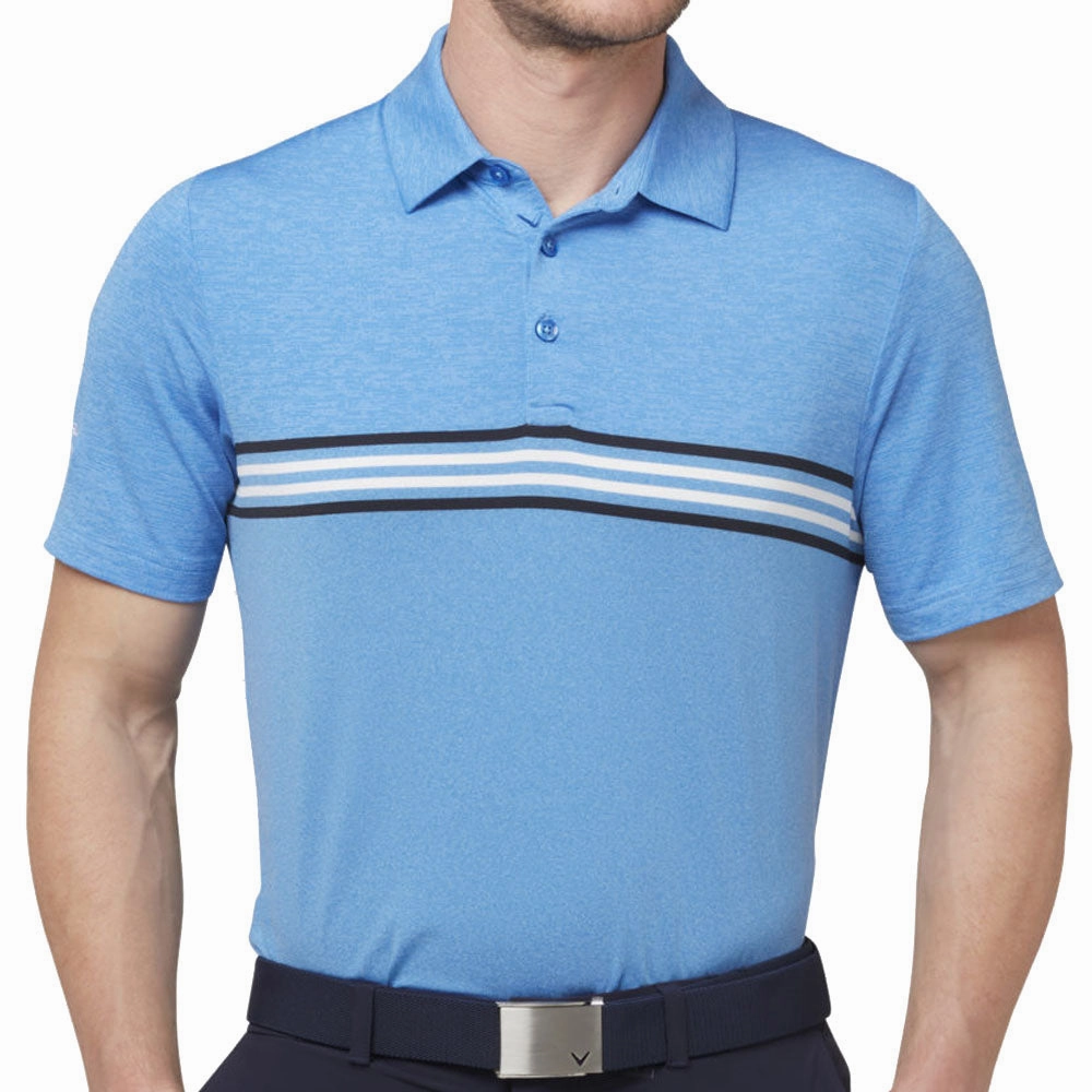 Callaway Heather Chest Stripe Polo Shirt - Magnetic Heather Easy Look