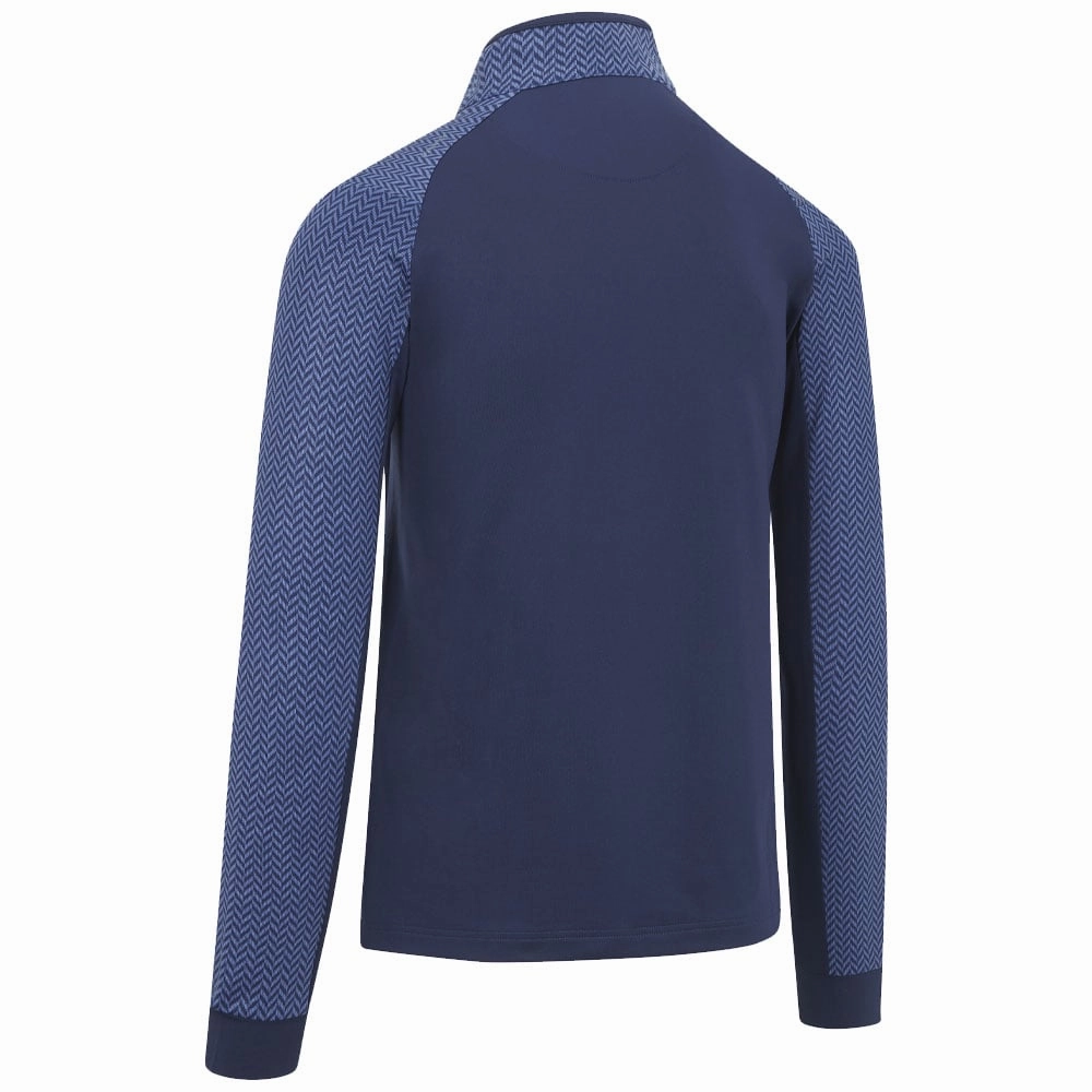 Chill Vibe Callaway Herringbone Print 1/4 Zip Chillout Pullover - Peacock