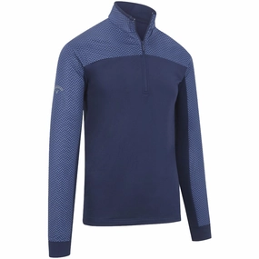 Streetwear vibe Callaway Herringbone Print 1/4 Zip Chillout Pullover - Peacock