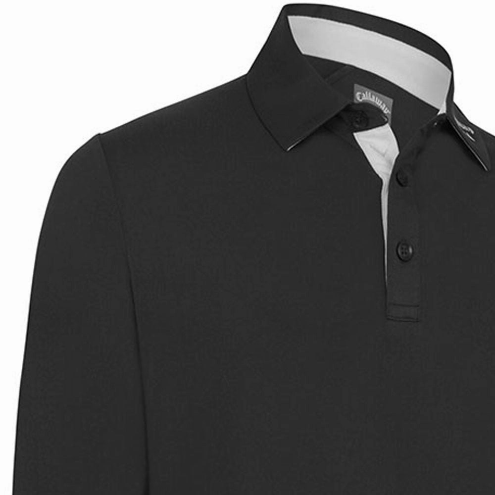 Callaway Long Sleeve Performance Polo Shirt - Caviar Outdoor Comfort Style Casual Comfort Layer