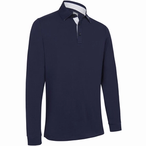 Callaway Long Sleeve Performance Polo Shirt - Peacoat Stylish Layering Tubular Knit Structure