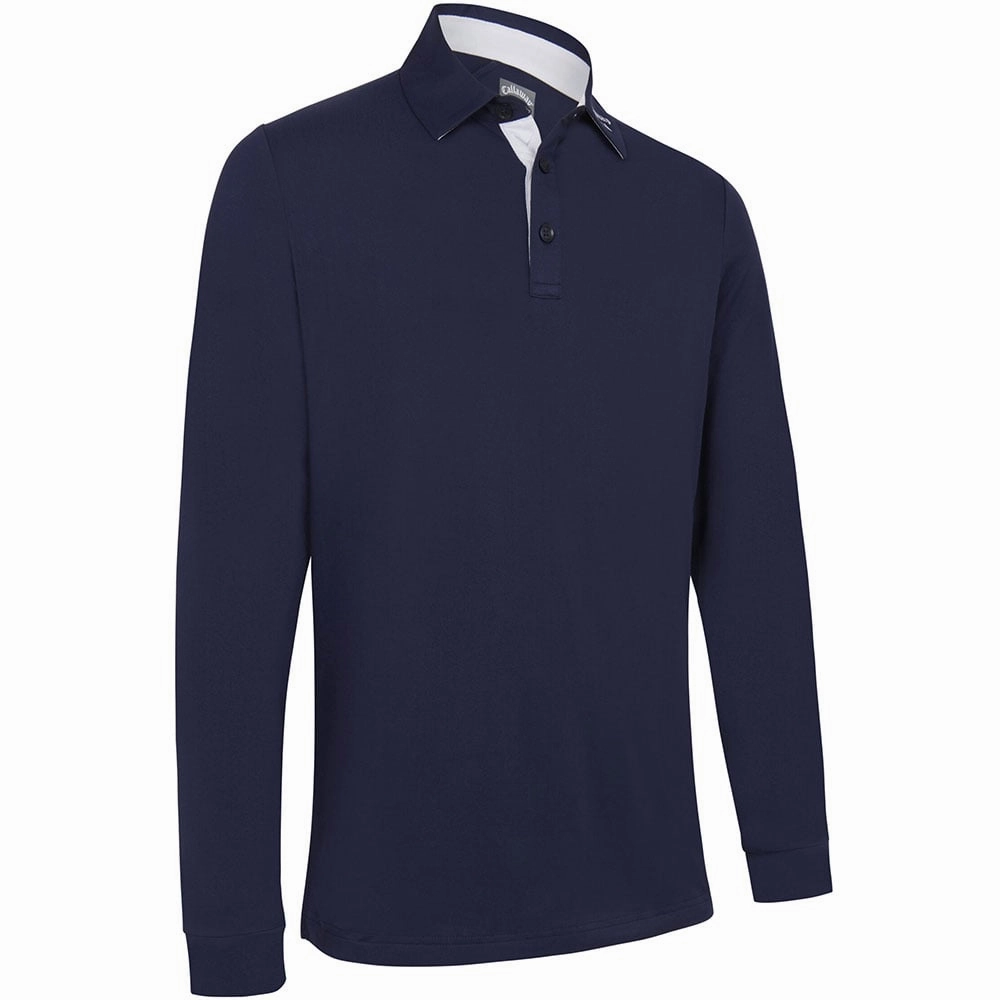 Callaway Long Sleeve Performance Polo Shirt - Peacoat Stylish Layering Tubular Knit Structure