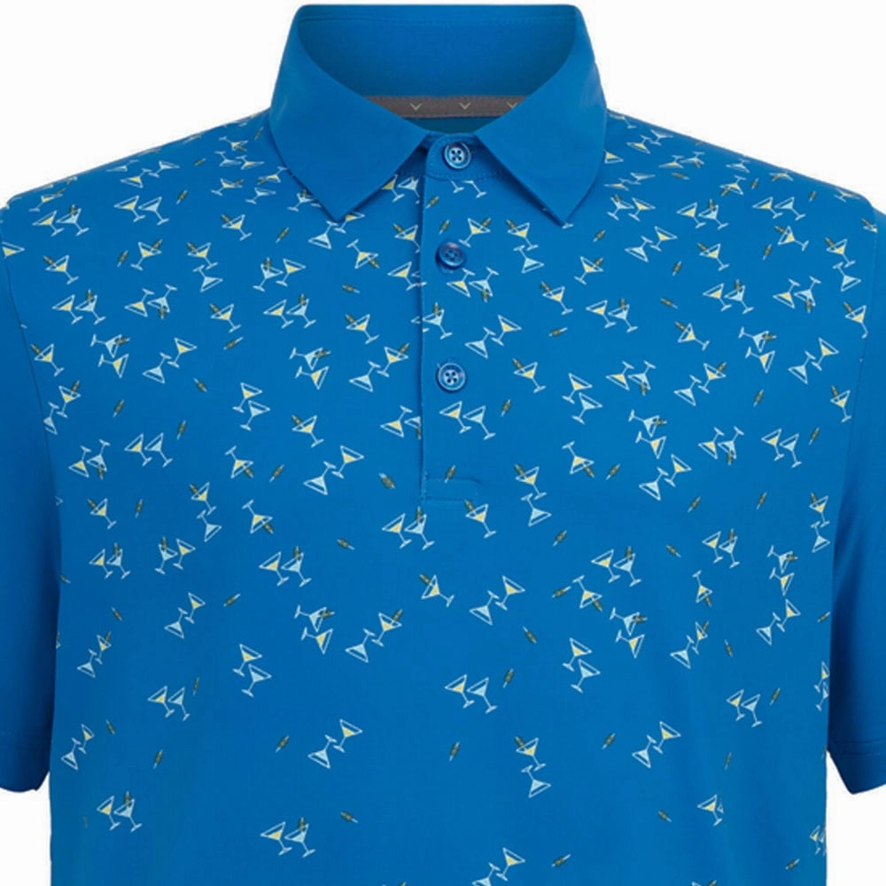 Timeless Appeal Callaway Martini Print Polo Shirt - Lapis Blue