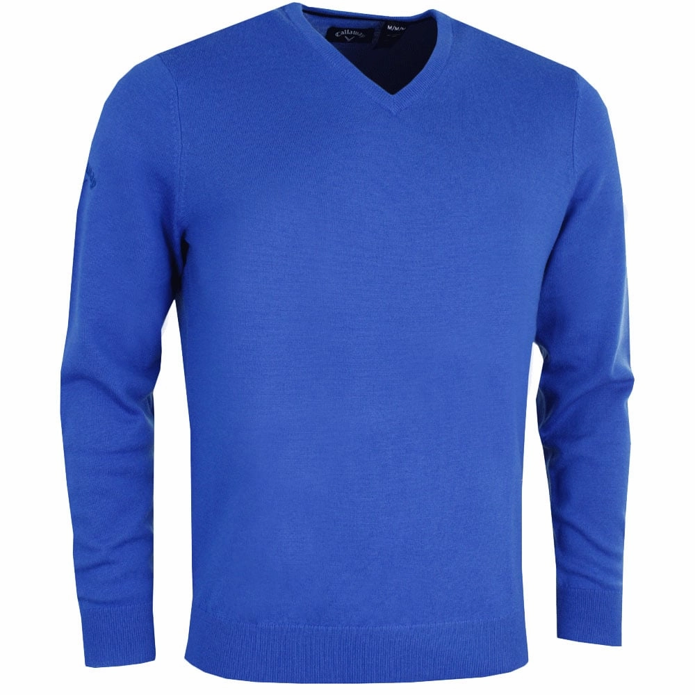Essential Comfort Callaway Merino Wool V-Neck Pullover - Surfing Blue