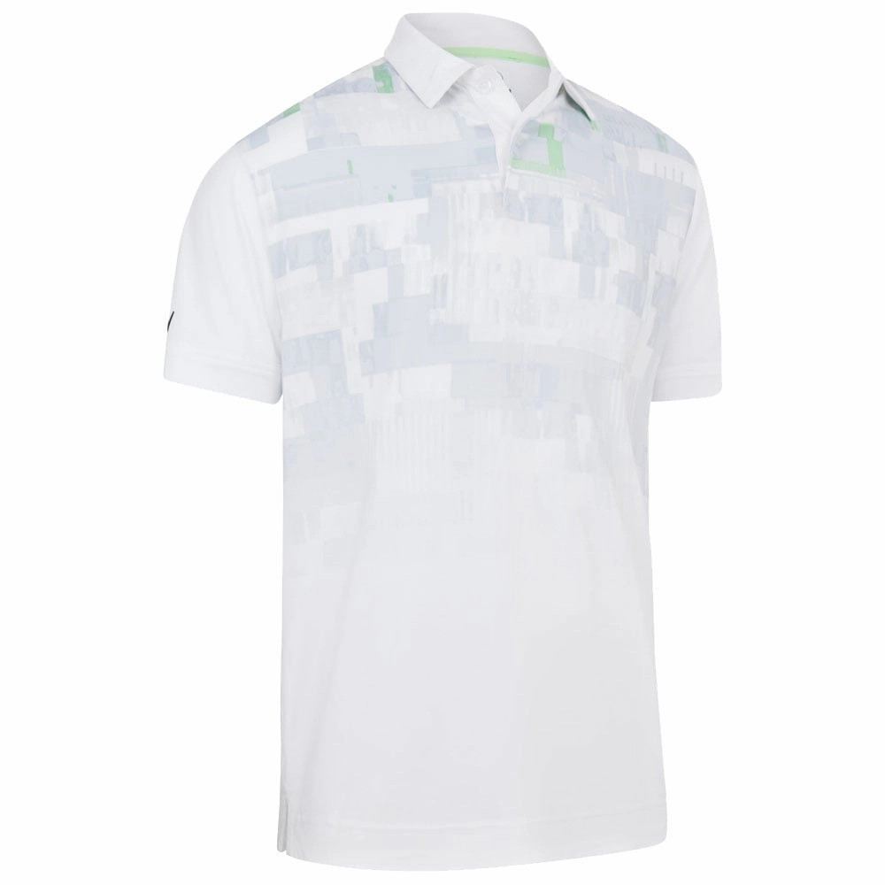 Comfy Essentials Wear Sustainable production Callaway Multi-Colour Glitched Print Polo Shirt - Bright White