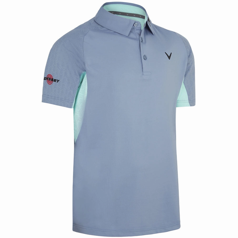 Callaway Odyssey Blocked Polo Shirt - Infinity/Aruba Blue Travel Fashion Functional Comfort