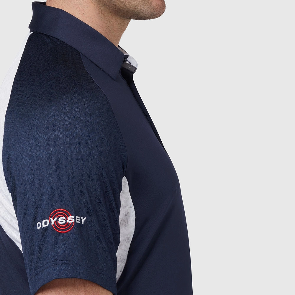 SoftenedTexturedWeave Breathable Fit Callaway Odyssey Blocked Polo Shirt - Peacoat