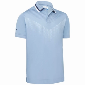 Colorfast Dye Callaway Ombre Chev Print Polo Shirt - Faded Denim