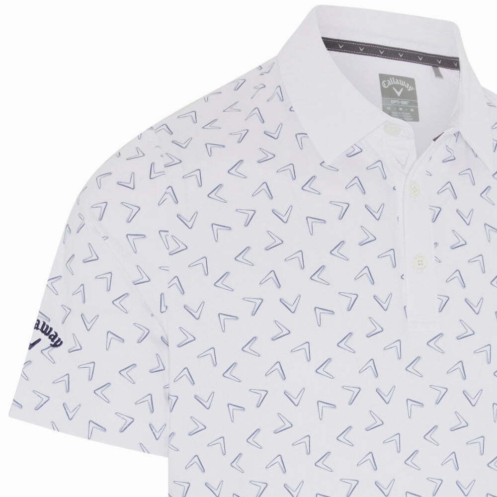 Callaway Painted Chev Polo Shirt - Bright White graduation stain resistant coating