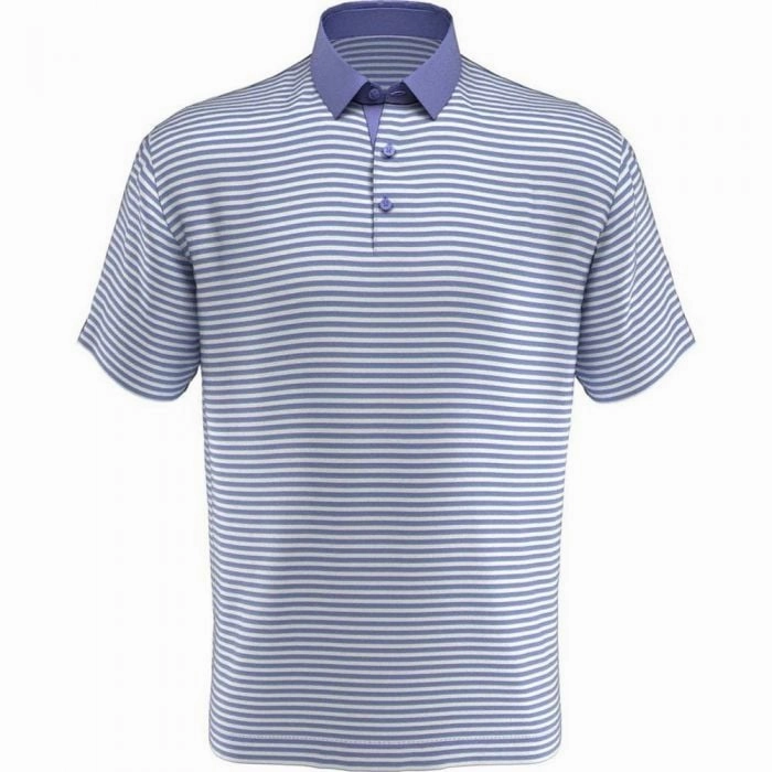 Callaway Pencil Stripe Polo - Cornflower Blue Relaxed Comfort Fit