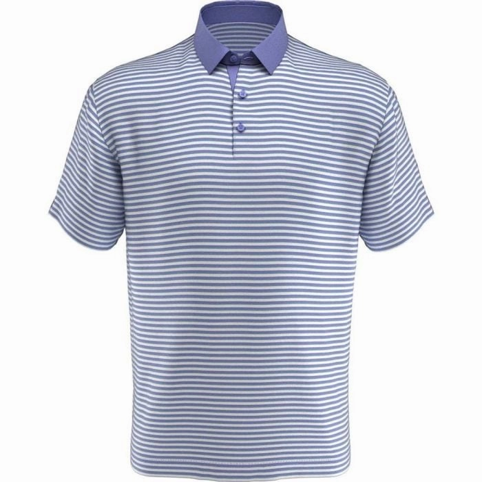 Callaway Pencil Stripe Polo - Cornflower Blue Printed Logo Casual Layer Look
