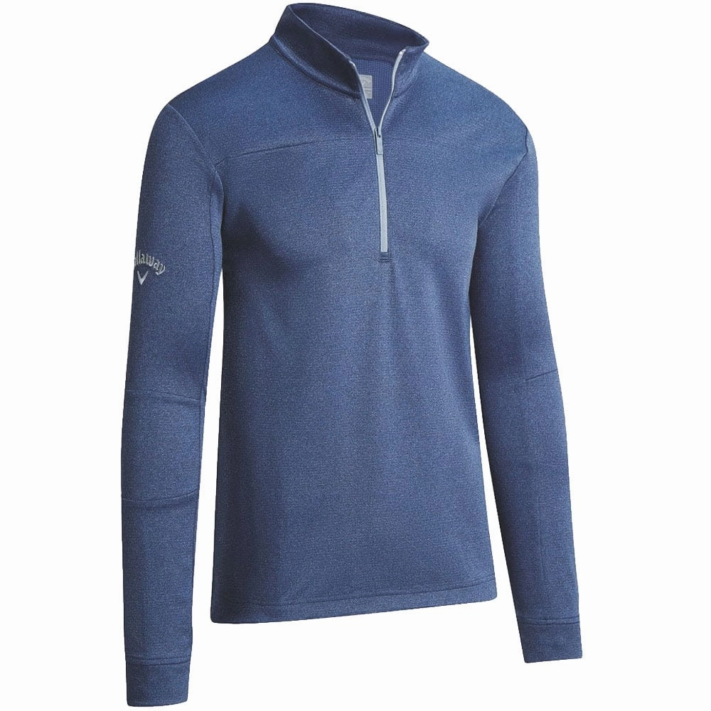 Callaway Pierced Waffle 1/4 Zip Pullover - Peacoat Heather product fair trade Checkered