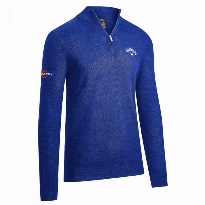Cozy Clothing Style Street Comfort Callaway Ribbed 1/4 Zip Merino Wool Thermal Sweater - Magnetic Blue