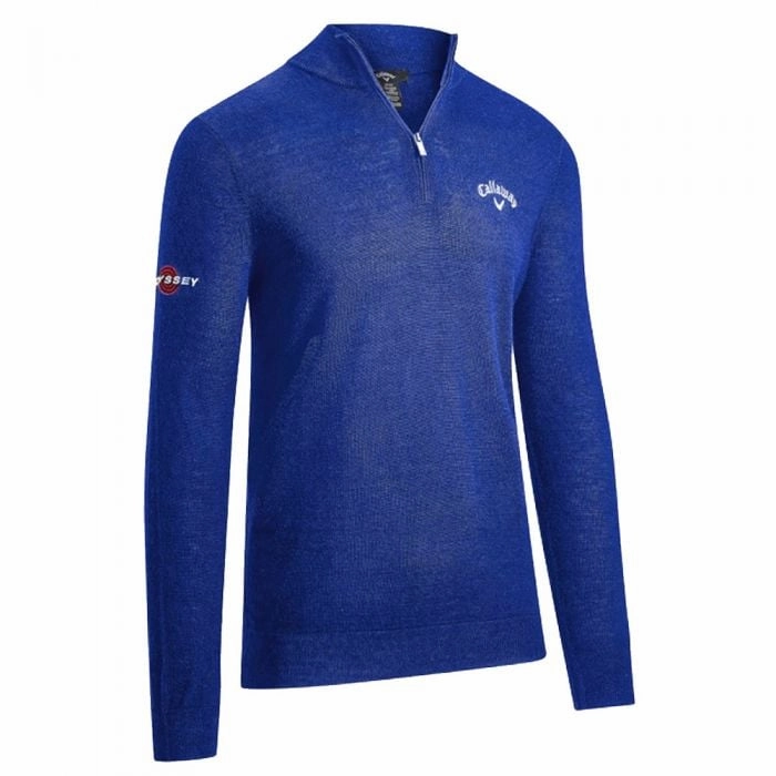 Callaway Ribbed 1/4 Zip Merino Wool Thermal Sweater - Magnetic Blue Street Fashion