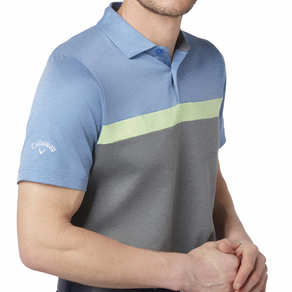 Callaway Soft Touch Colour Block Polo Shirt - Magnetic Blue Heather Layered Look Wear
