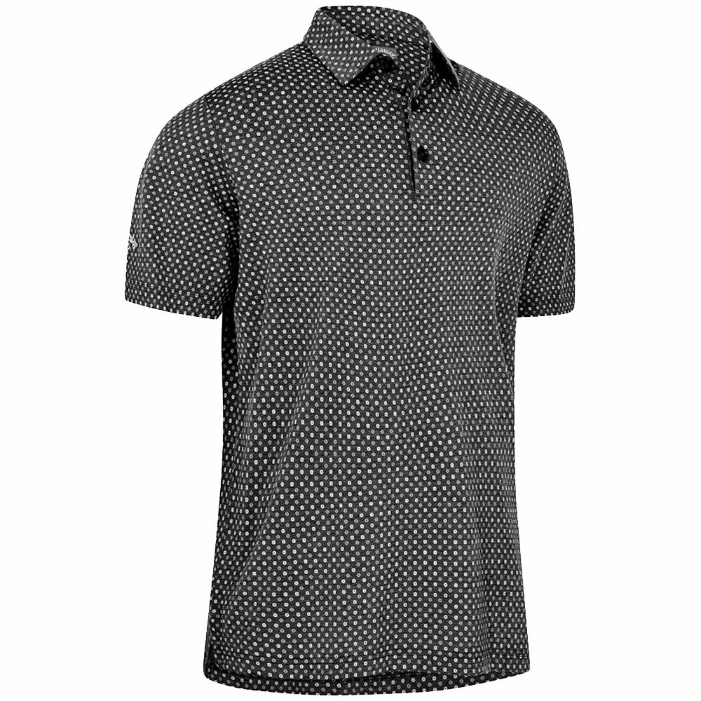 Callaway Soft Touch Micro Print Polo Shirt - Black Heather Standard Body Fit Eco Certified Textile