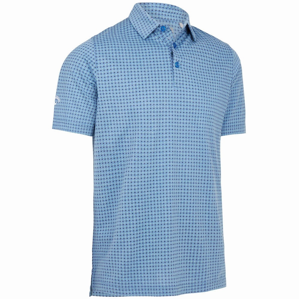 Callaway Soft Touch Micro Print Polo Shirt - Magnetic Blue Heather Animal print wildness