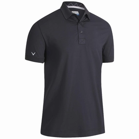 Reinforced Shoulder Stitching Callaway Solid Ribbed Polo Shirt - Caviar