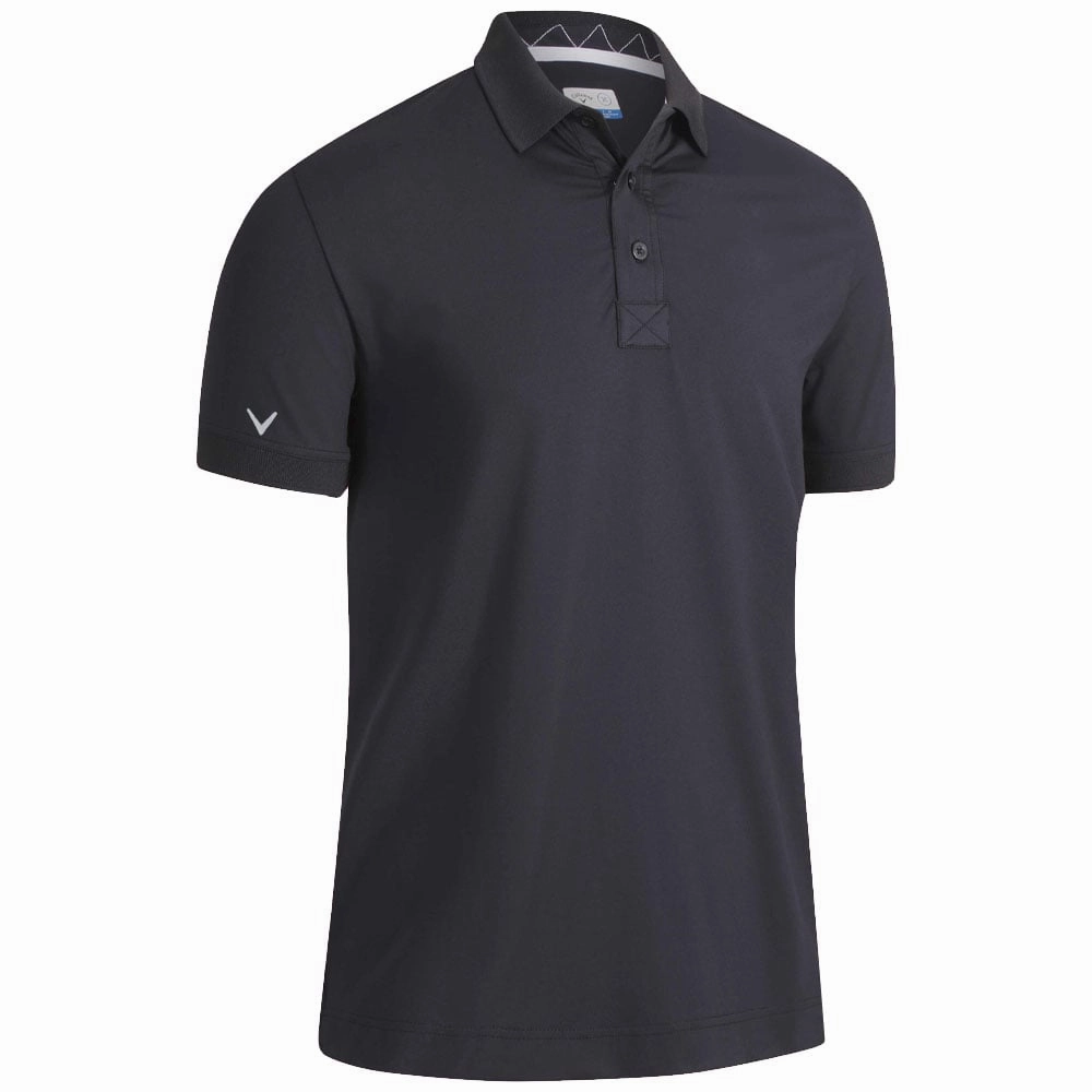 Reinforced Shoulder Stitching Callaway Solid Ribbed Polo Shirt - Caviar