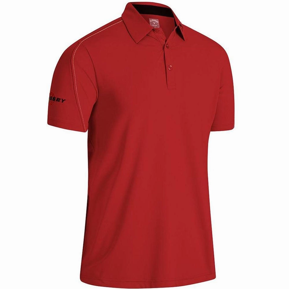 No Slip Shoulder Design Minimal Outfit Callaway Stitched Colour Block Polo Shirt - True Red
