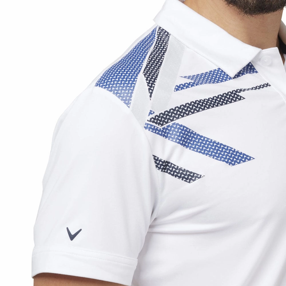 Callaway Street Mural Textured Print Polo Shirt - Bright White futuristic